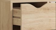 Oak Freestanding Storage Cabinet Bathroom Floor Cabinet with 4 Drawers And Door for Bathroom Organization