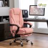 Vinsetto Massage Desk Chair with Footrest, 6-point Vibrating and Heating Functions, Adjustable Height and Back, Pink