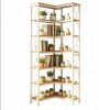 Industrial Corner Etagere Bookcase 7-Tier Metal Bookshelf Multi-Functional Storage Rack for Living Room Bedroom Kitchen