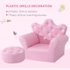 Qaba Kids Sofa Set with Footstool, Princess Theme, Diamond Decoration - Cozy Furniture for Children
