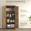 72" Freestanding Storage Cabinet, Kitchen Pantry Cabinet with Doors and Shelves for Dining Room, Brown