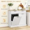 Hidden Garbage Bin Cabinet, Tilt Out Trash Cabinet w/ 2 Drawers, Freestanding Kitchen Island for Laundry, White