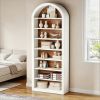 8Tier Tall Wooden Bookshelf Arched Bookcase Display Shelving Unit for Home Office Organizing