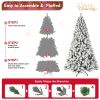 Prelit 7ft PVC Flocked Automatic White Tree With Lights Fireproof Artificial Christmas Tree