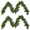 2 Set of 9 ft Cashmere and Snow Bristle Garland with 20 Pine Cones and with 50 Warm White LED Lights with Timer Battery Operated-Outdoor,160 Tips
