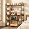 5-Tier Kitchen Baker's Rack 55 Inch Wide Storage Shelf with 11 Hooks for Pantry Organization Metal Baking Rack Shelf