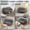 Modern 55" Loveseat, Fabric Love Seat Sofa with Button Tufted Back, Steel Legs for Bedroom, Living Room, Dark Grey