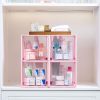 4 Pack Large Stackable Storage Drawers,Pink,Easily Assemble Acrylic Bathroom Closet Undersink Organizers and Storage,Plastic Bins for Kitchen Cabinets