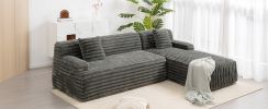110" Cloud Sectional Sofa Upholstered Couch Free-combined Sofa for Living Room, Dark Gray