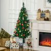 HOMCOM 5' Artificial Half Christmas Trees with Auto Open, Steel Base, for Indoor Xmas Decor