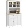 Freestanding 5-Door Kitchen Pantry Cabinet with Adjustable Shelves 71 Inch Storage Cupboard for Home Organization