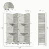 HOMCOM 4 Panel 67" Tall Wood Privacy Screen Room Divider with 3 Shelves and Folding Storage for Bedroom, Distressed White