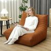HOMCOM Floor Chair with Back Support, Teddy Fleece Sofa Chair with Channel Tufting, Meditation Chair for Bedroom, Brown