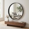 30" Round Bathroom Mirror Vanity Wall Mounted Mirror with Deep Frame, Black