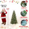 6ft Lighted Artificial Christmas Tree with 1593 Premium PE/PVC Branches, 350 Lights, Pine Cones, Red Berries, Foldable Metal Base, Green