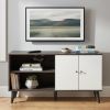 Amidon TV Stand for TVs up to 47.3", with 2 Storage Shelves& 1 Cabinet, Modern Entertainment Centre for TV in Living Room in Dark Gray + White
