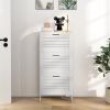 Narrow Shoe Storage Cabinet for Entryway with 3 Flip Drawers, Slim Shoe Rack Organizer with Louvered Doors for 6 Pairs of Shoes, White