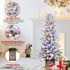 4ft PE/PVC Wire Tied Glitter Basin Flocking Tree Red Fruit Pine Cone Decor Small Party New Year Led flocked Christmas Tree
