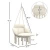 Outsunny Hammock Swing Chair, Macrame Hanging Chair with Large Cushion, Chain, Steel Frame for Indoor Outdoor Use, Cream White