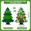 Felt Toddles Christmas Tree for Kids Xmas DIY Wall Hanging 32 Ornaments Children Gift with String Light (Without Battery)
