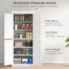 72.5" Freestanding Kitchen Pantry Cabinet with 4 Doors, White