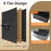 8 Drawers Fabric Cabinet Metal Frame Wide Wood Top Storage Tower TV Stand Clothes Organizer for Bedroom Living Room,Black
