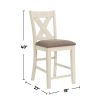 Set of 2 Counter Hight Chairs with X-Cross Back, White and Grey