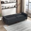 Comfort Sleeper Sofa Black Faux Leather Upholstery Modern Furniture Durable Plywood Frame Elegant Lounger 1pc