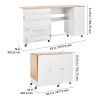 Folding Sewing Table, Multipurpose Sewing Machine Table with Cabinet, Charging Station, Compact Design, Wheels, Wooden Pegs, Storage Trays and Shelf