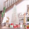 6ft Tall Unlit Pencil Fir Artificial Christmas Tree with Realistic Branches and 406 Tips, Pink and White