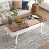 Coffee Table and End tables Set of 3, Tempered Glass Table with MDF layer, Modern Tables for Living Room , Brown Glass