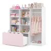 Kids Clothing Rack with Storage Cubes & Rolling Drawer Multifunctional Children Wardrobe Organizer
