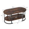 2-Tier Coffee Table with Metal Frame, 100Ã—50Ã—45 cm Robot Vacuum Friendly Accent Table, 88 lbs Capacity for Living Room Office-Rustic Brown