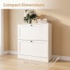 White Slim Shoe Cabinet, 2 Flip Drawers Narrow Shoe Storage Organizer, 31.5" x 11.8" x 31.5" Anti-Tipping Shoe Rack for Entryway Hallway Bedroom