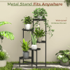 5 Tier Metal Plant Stand for Indoor Outdoor, Foldable Corner Tall Plant Shelf for Multiple Plants