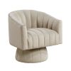 Taupe Velvet Accent Chair Modern Luxury Living Room Furniture, 1pc Swivel Chair Comfortable Barrel Back
