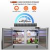 VEVOR Commercial Refrigerator, 48" Sandwich & Salad Prep Table, 12.85 Cu. Ft Thick Stainless Steel Refrigerated Food Prep Station with 12 Pans Cutting