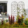 2 Pack Metal Garden Trellis 86.7" x 19.7" Rustproof Trellis for Climbing Plants Outdoor Flower Support Brown