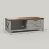 Coffee Table with Storage, Farmhouse Living Room Table with Storage Drawer and Open Shelf, Distressed Gray