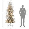 7.5ft Tall Prelit Artificial Christmas Tree Holiday DÃ©cor with 850 Snow Flocked Branches, 350 Warm Yellow Clear Lights, Auto Open, Extra Bulb