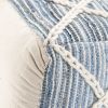 Cowan 20 inch Wide Square Pouf in Blue and Natural Handloom Wool and Cotton