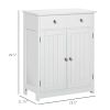 Kleankin White Freestanding Bathroom Floor Cabinet with 2 Doors 2 Drawers Adjustable Shelf Storage Organizer Tower