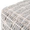 Noreen 18 inch Wide Square Pouf in Light Blue and White Handwoven Cotton