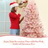 6ft Pink Artificial Christmas Tree Hinged Full Fir Tree with Metal Stand