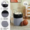 Laundry Basket,Woven Cotton Rope Laundry Hamper,Versatile Storage for Dirty Clothes,Baby Toys,and Blankets in Bathroom, Nursery,and Living Room (Black