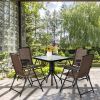 4 Pieces Folding Dining Chairs with Smooth Armrests and Sling Back