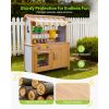 Mud Kitchen, Outdoor Mud Kitchen for Kids, Wood Outdoor Play Kitchens with Spoons, Sink, Tank, Sunshade Canopy, Shovels, Cookware Pots and Accessories
