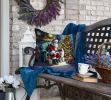 Keeshond and Santa Claus Throw Pillow Machine Washable, Indoor Outdoor Decorative Pillow for Couch, Bed or Patio, 18Hx18W
