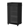 Glass Door Bar Cart with Bottle Holder and Casters Wenge