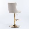 A&A Furniture,Golden Swivel Velvet Barstools Adjusatble Seat Height from 25-33 Inch,Modern Upholstered Bar Stools with Backs Comfortable Tufted for Ho